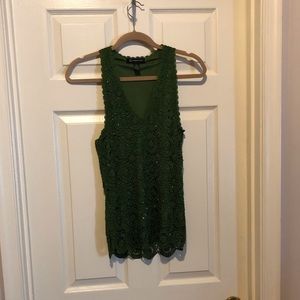 INC green sparkle woven tank - size L